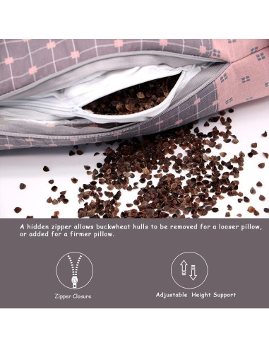 Almohada Cervical Edomi de Trigo Sarraceno 40x10 cm Ajustable