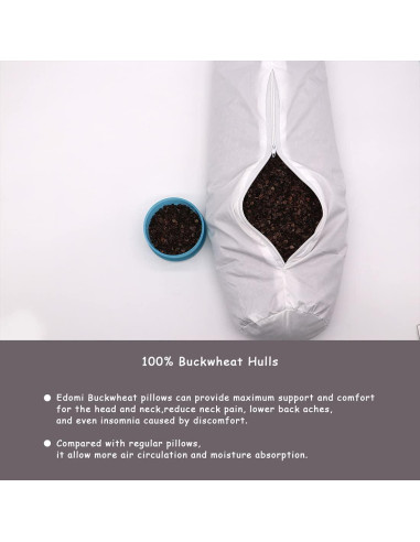 Almohada Cervical Edomi de Trigo Sarraceno 40x10 cm Ajustable