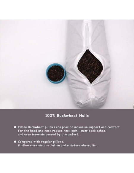 Almohada Cervical Edomi de Trigo Sarraceno 40x10 cm Ajustable