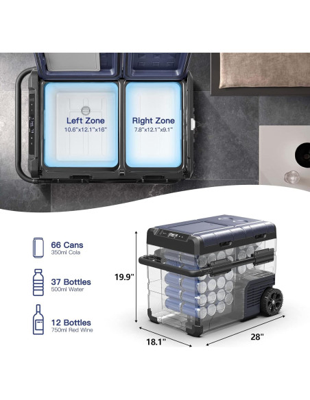Refrigerador Portátil BODEGACOOLER 48L 12V Doble Zona Control APP