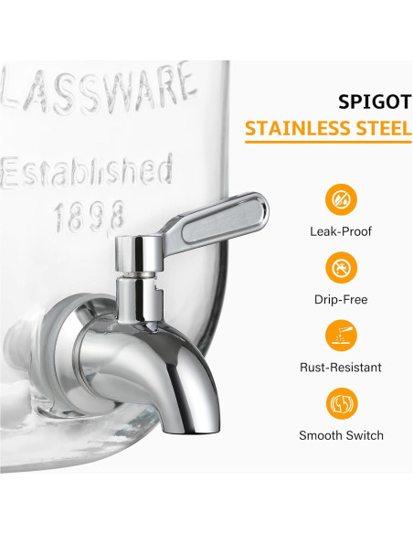 Dispensador de Bebidas de Vidrio NETANY 2 Galones con Grifo Inoxidable