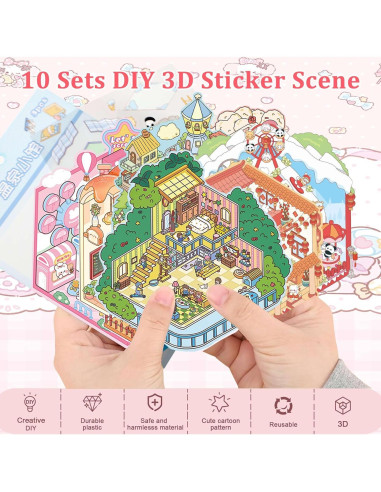 10 Juegos de Pegatinas 3D FUVLIFE para Terapia DIY