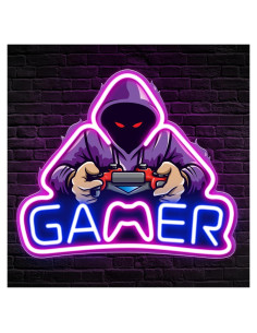 Letrero Neon LED Gamer Kavaas 39x33 cm Decoración Pared