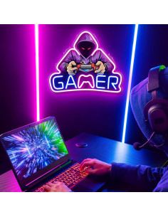 Letrero Neon LED Gamer Kavaas 39x33 cm Decoración Pared 2