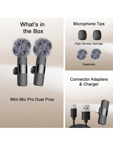 Mini Mic Pro Micrófono Inalámbrico Lavalier para iPhone