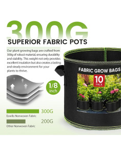 Bolsas de Crecimiento Eowllo 5 Galones 10 Pcs Tela Resistente 2