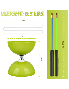 Yoyo Diabolo BODY RHYTHM Verde 12,7 cm con Palos y Cuerdas 2