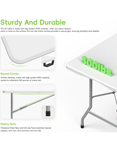 Conjunto de Mesa Plegable HLPB 180x71 cm con 2 Bancos