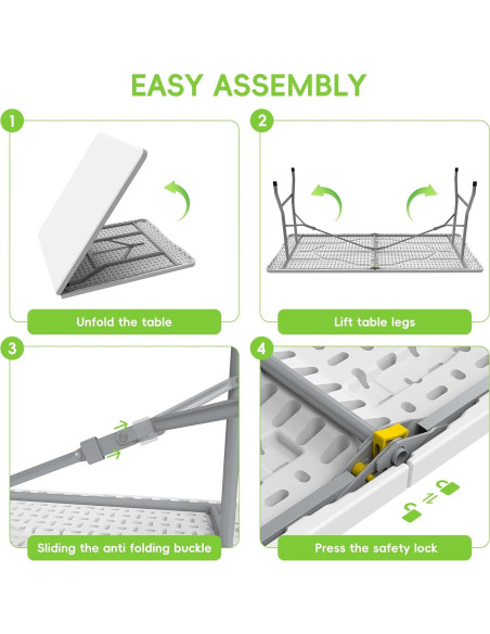 Conjunto de Mesa Plegable HLPB 180x71 cm con 2 Bancos