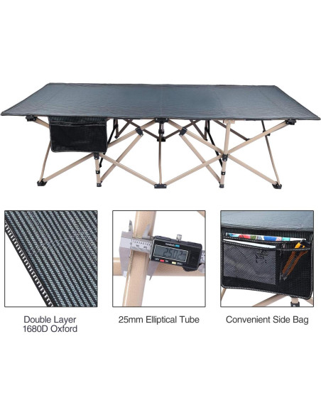 Cama de Camping Plegable REDCAMP XL 201x85cm 272kg Gris