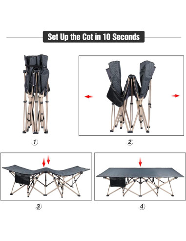 Cama de Camping Plegable REDCAMP XL 201x85cm 272kg Gris