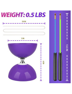 Yoyo Diabolo BODYRHYTHM Pro 12.7 cm con Palos y Cuerdas 2