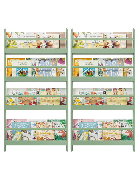 Estantería para Niños FOTOSOK Verde 2 Pcs 4 Niveles Almacenamiento