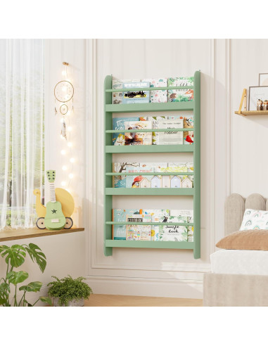 Estantería para Niños FOTOSOK Verde 2 Pcs 4 Niveles Almacenamiento