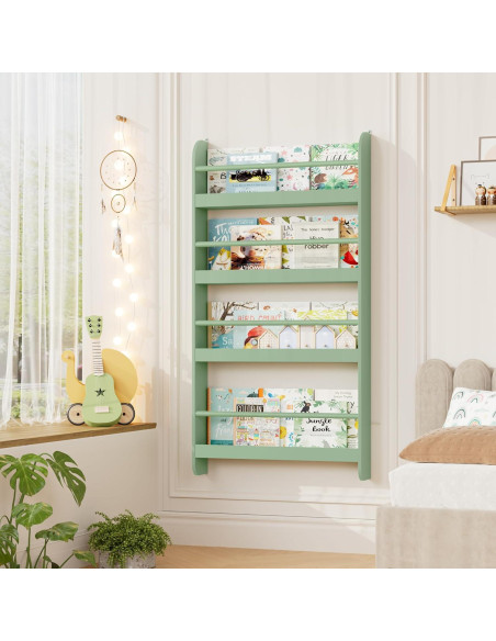 Estantería para Niños FOTOSOK Verde 2 Pcs 4 Niveles Almacenamiento