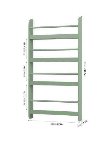 Estantería para Niños FOTOSOK Verde 2 Pcs 4 Niveles Almacenamiento