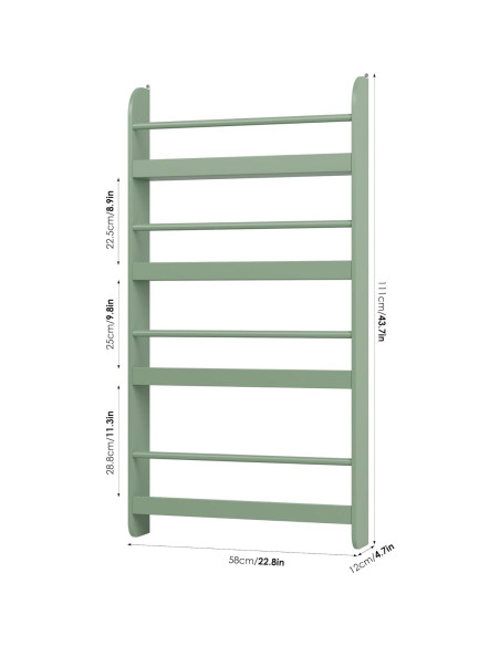 Estantería para Niños FOTOSOK Verde 2 Pcs 4 Niveles Almacenamiento