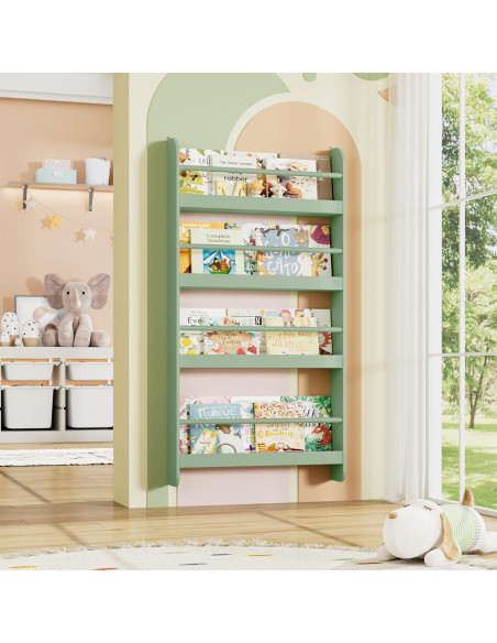 Estantería para Niños FOTOSOK Verde 2 Pcs 4 Niveles Almacenamiento