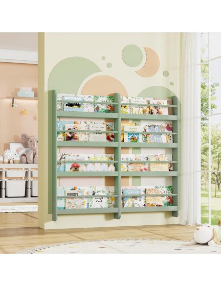 Estantería para Niños FOTOSOK Verde 2 Pcs 4 Niveles Almacenamiento