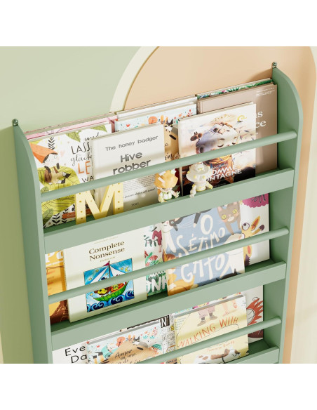 Estantería para Niños FOTOSOK Verde 2 Pcs 4 Niveles Almacenamiento