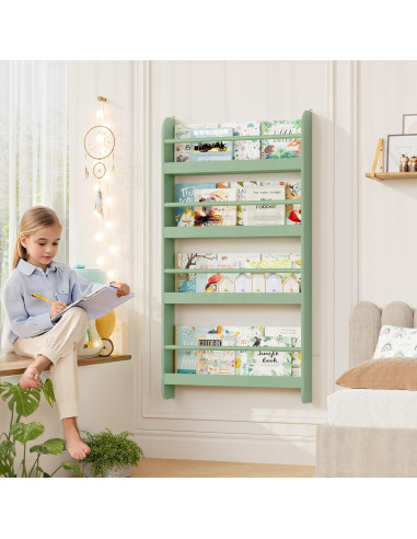 Estantería para Niños FOTOSOK Verde 2 Pcs 4 Niveles Almacenamiento