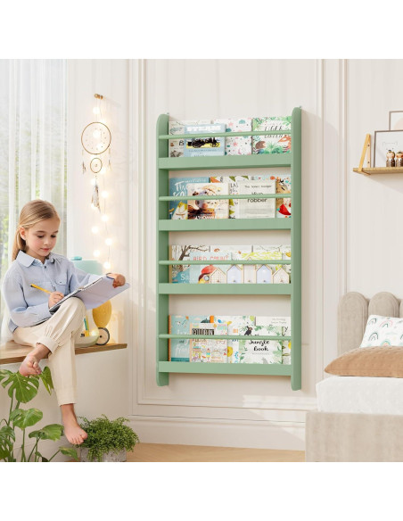 Estantería para Niños FOTOSOK Verde 2 Pcs 4 Niveles Almacenamiento