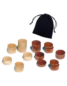 Fichas de Damas y Backgammon Baspoom - 30mm Marrón Natural