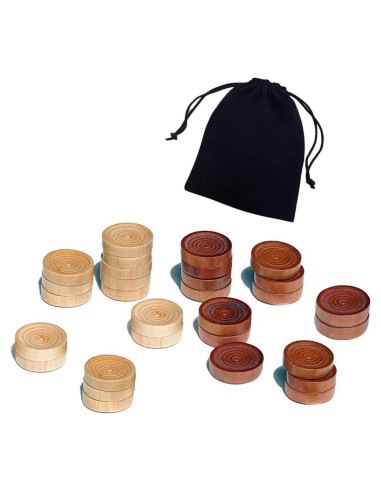 Fichas de Damas y Backgammon Baspoom - 30mm Marrón Natural