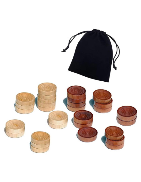 Fichas de Damas y Backgammon Baspoom - 30mm Marrón Natural