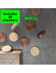 Fichas de Damas y Backgammon Baspoom - 30mm Marrón Natural 2