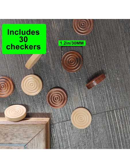 Fichas de Damas y Backgammon Baspoom - 30mm Marrón Natural