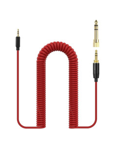 Cable de audio enrollado Gneinour 1.2m-4.8m 2.5mm a 3.5mm Rojo