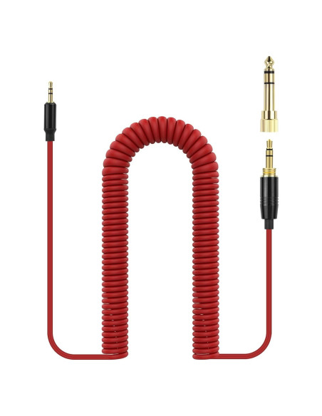 Cable de audio enrollado Gneinour 1.2m-4.8m 2.5mm a 3.5mm Rojo