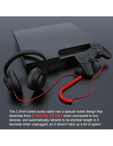 Cable de audio enrollado Gneinour 1.2m-4.8m 2.5mm a 3.5mm Rojo