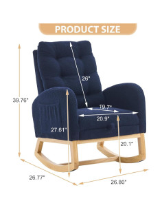 Silla Mecedora Cinkehome Glider Azul Teddy con Reposapiés 2