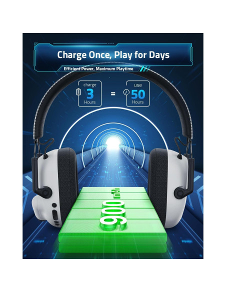 Auriculares Gaming Inalámbricos HW20 - 50mm, 50H, Bluetooth 5.4, RGB