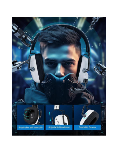 Auriculares Gaming Inalámbricos HW20 - 50mm, 50H, Bluetooth 5.4, RGB