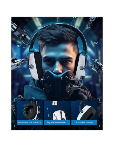 Auriculares Gaming Inalámbricos HW20 - 50mm, 50H, Bluetooth 5.4, RGB