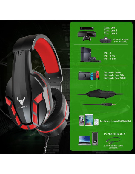Auriculares Gaming Kikc PS-4 con Micrófono y Control de Volumen