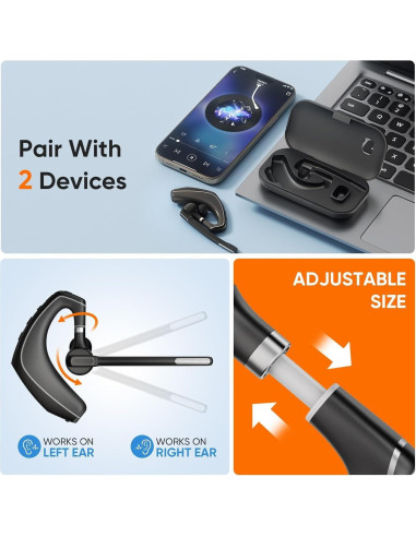 Auricular Bluetooth Inalámbrico Herloreen A6 con Micrófono y Cancelación de Ruido