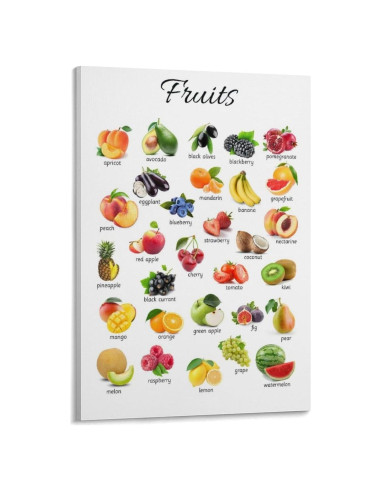Póster Educativo de Frutas ZGOBMZ 30x45 cm Montessori