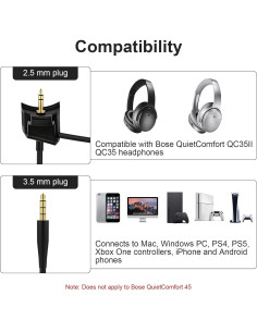 Micrófono Boom Gneinour para Bose QC35 II y QC35, 1.22 m 2