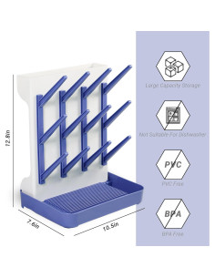 Organizador de Secado de Biberones Veyth Azul - Vertical, 12 Ganchos 2