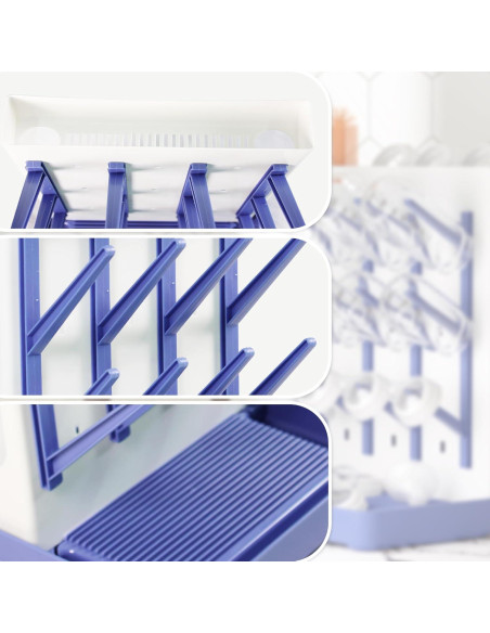 Organizador de Secado de Biberones Veyth Azul - Vertical, 12 Ganchos