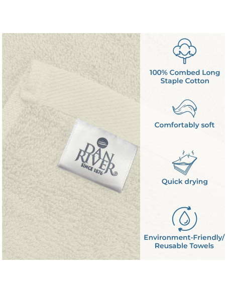 Conjunto de Toallas de Baño DAN RIVER 4 Piezas 68.5x137 cm 100% Algodón