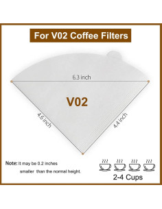 Filtros de Café Clinuse V02 Cono Blanco 200 Piezas 16x11.7 cm 2