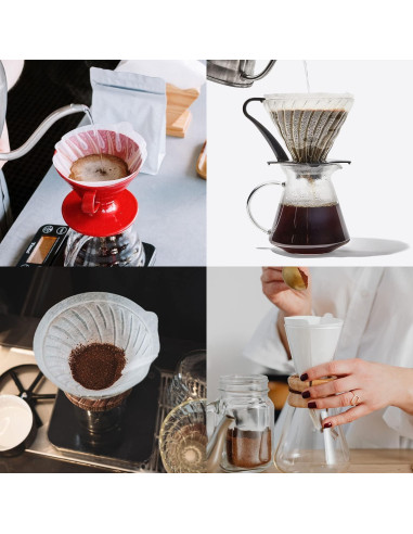 Filtros de Café Clinuse V02 Cono Blanco 200 Piezas 16x11.7 cm