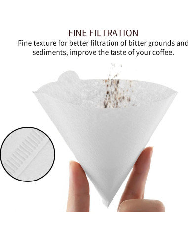 Filtros de Café Clinuse V02 Cono Blanco 200 Piezas 16x11.7 cm