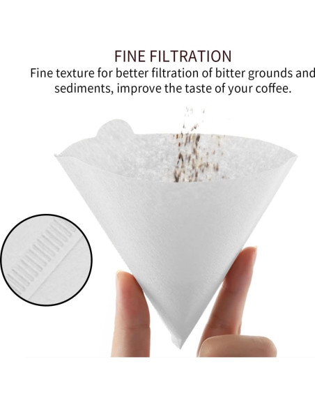 Filtros de Café Clinuse V02 Cono Blanco 200 Piezas 16x11.7 cm