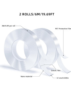 Cinta Adhesiva Doble Cara SUTOUG 6m Transparente Reutilizable 2